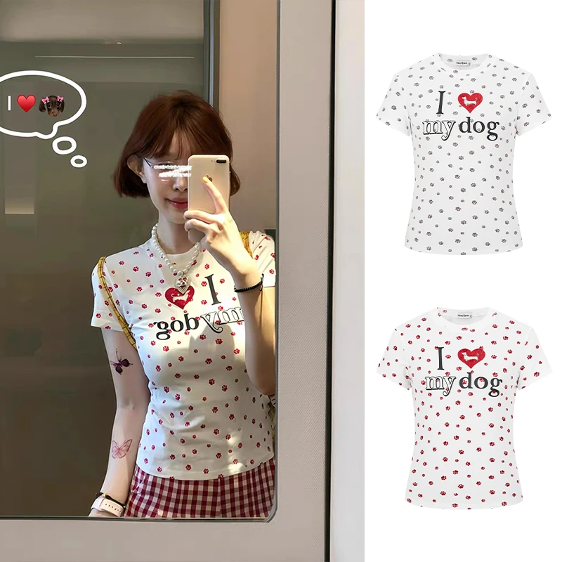 Moses Queen/魔西女王印花短袖辣妹时髦凉感正肩上衣收腰显瘦T恤