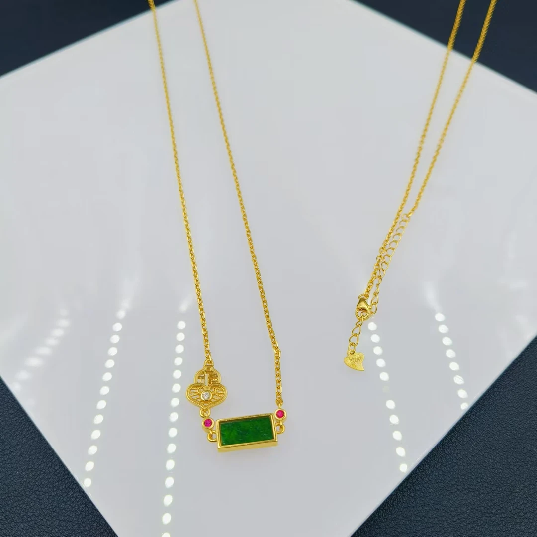 「戴琴珠宝」DQ9-翡翠银镶项链（多样性发其一）