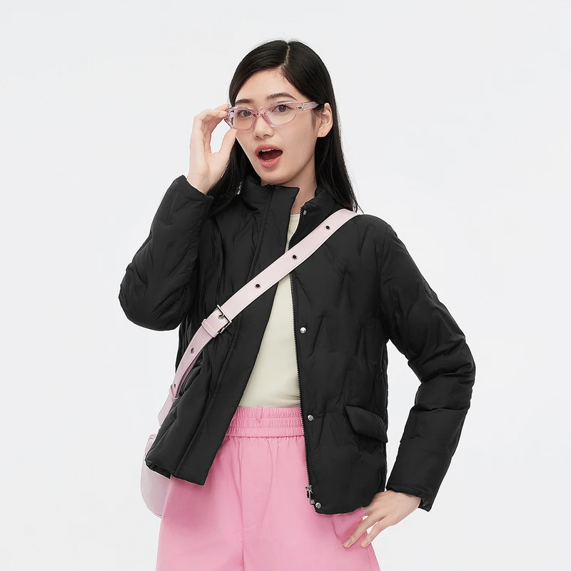 【2024秋冬】新款女短款羽绒服时尚简约休闲轻薄修身防风B40135302
