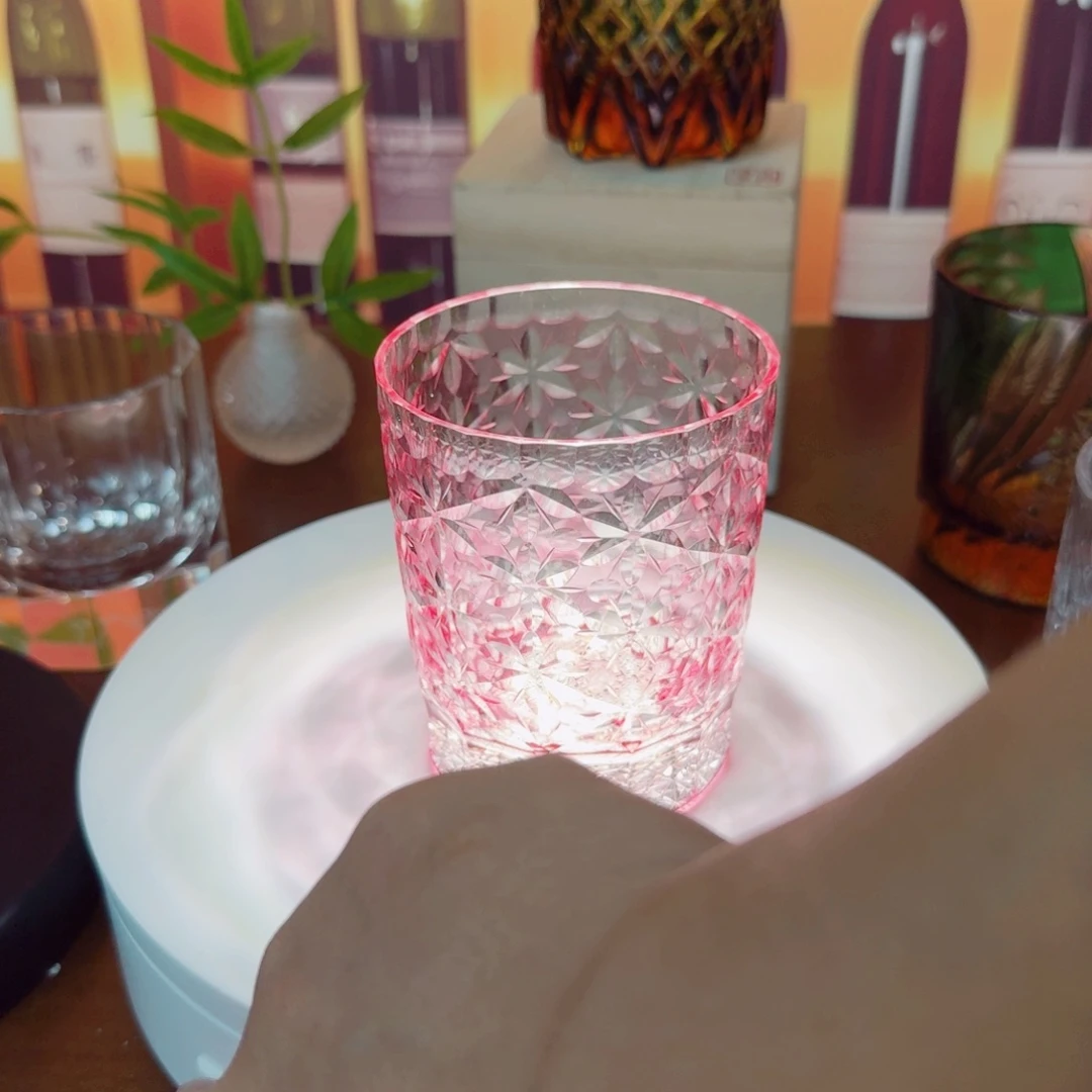 水晶玻璃吸管款樱花杯