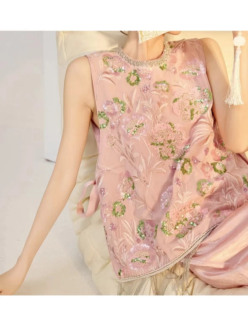 【一笑倾城】夏季穿搭新中式浪漫繁华刺绣马甲2024B5033-姚姚