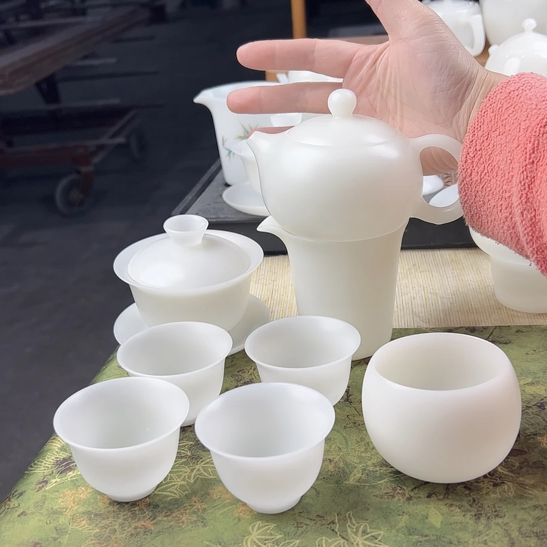 素烧璞玉西施壶元宝盖碗160ml茶海4个60ml反口杯1个龙蛋杯