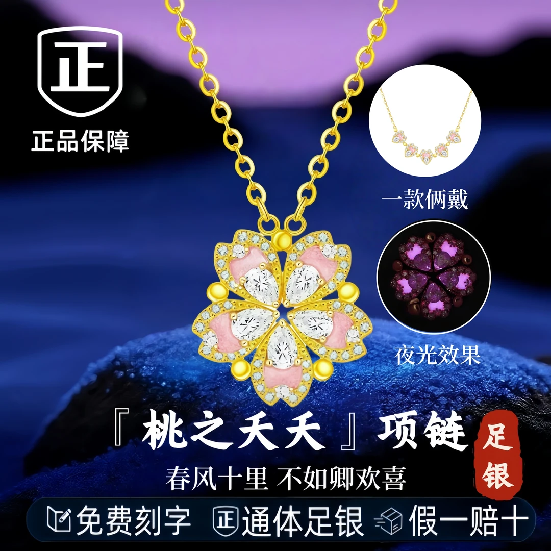 S999足银首饰品纯银项链女款吊坠轻奢小众锁骨链子七夕礼物送女友