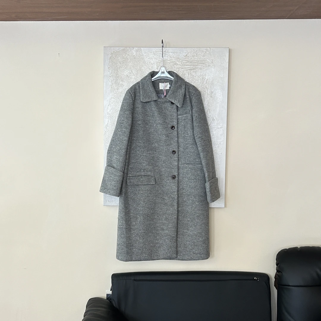 赵小小【英伦作家】9317 秋冬新款高级感灰色小个子中长款毛呢外套