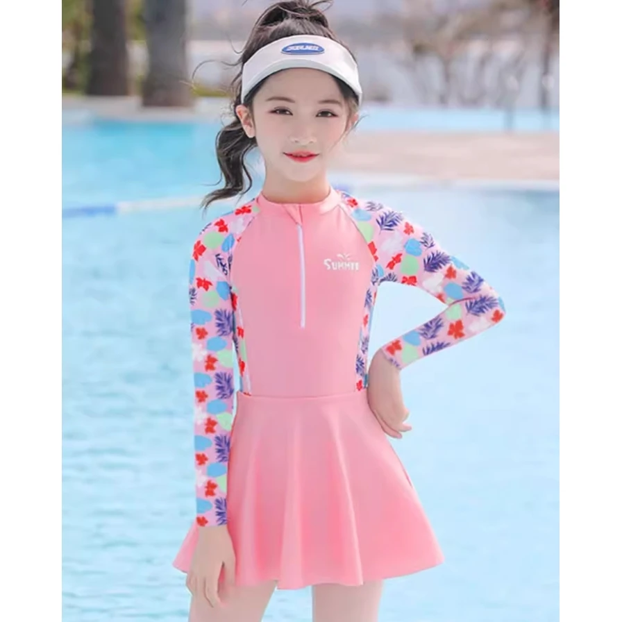 32625CAY儿童泳衣女孩新款夏可爱短袖连体泡温泉泳衣