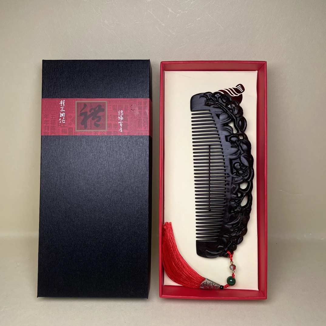 按摩梳礼盒装老婆女朋友气垫复古闺蜜手工紫光檀