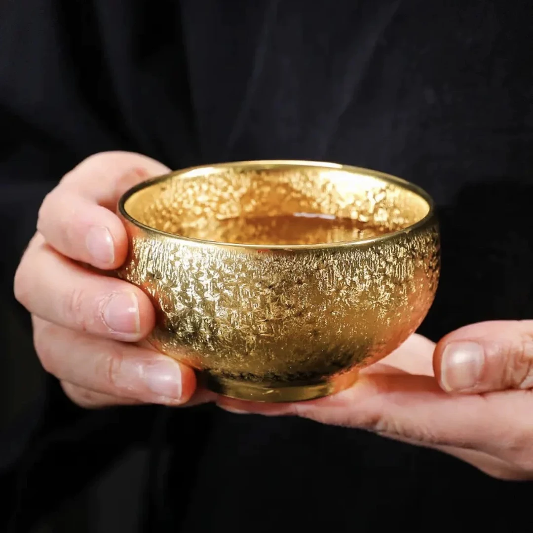 黄金盏鎏金建盏鎏银杯复古茶杯陶瓷家用茶具丨开窑同款