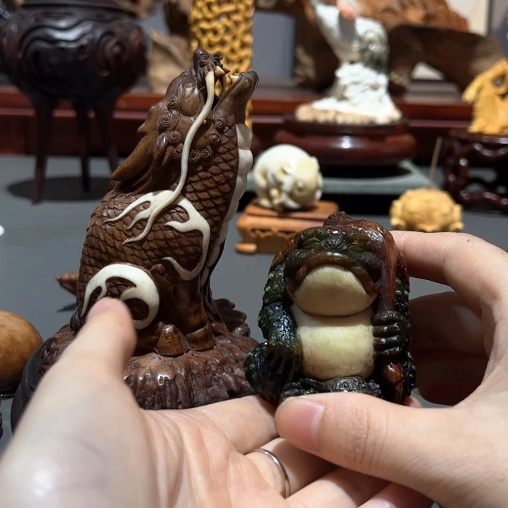 黄杨木七**野鹿角工艺品摆件