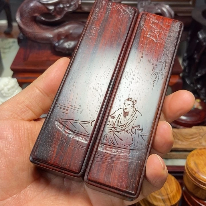 檀香紫檀（小叶紫檀）拓云镇纸一对