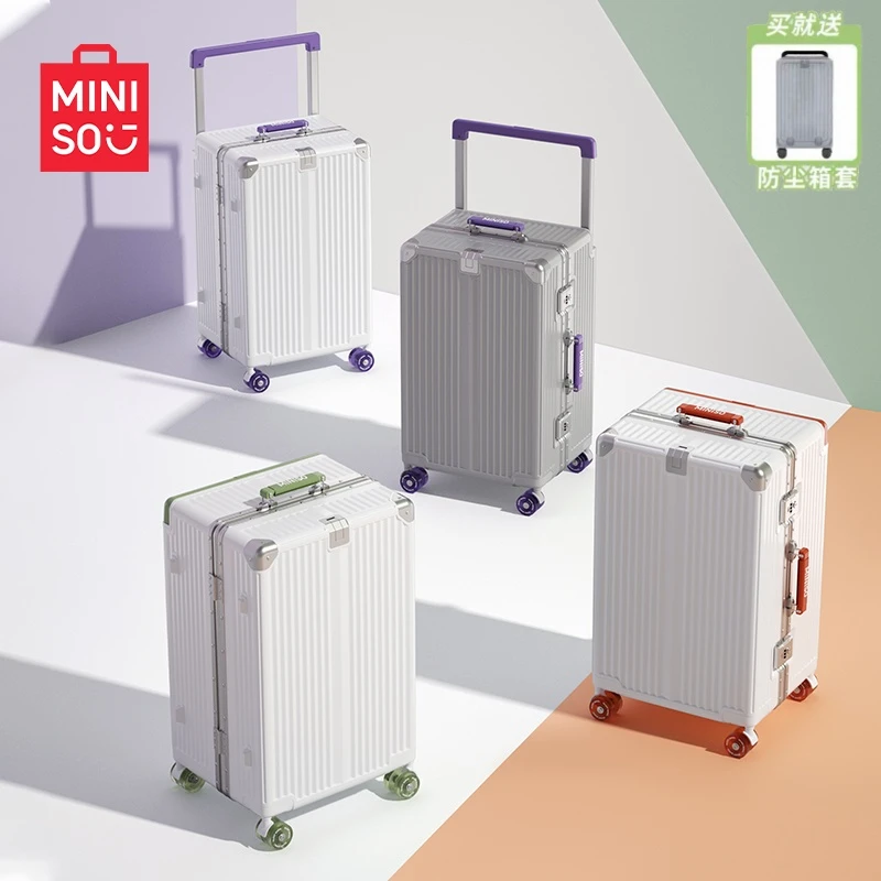 MINISO/名创优品新款撞色大容量行李箱铝框学生宽拉杆密码旅行箱