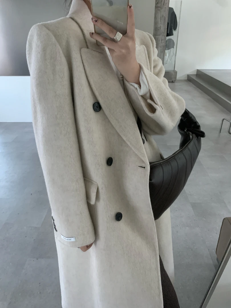 长款女毛呢外套毛呢大衣休闲气质双面呢毛呢