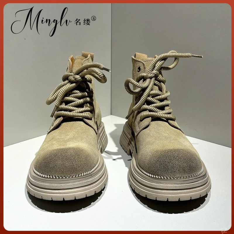 2025新款马丁靴男高帮时尚英伦风厚底工装靴潮美式时尚中帮靴子