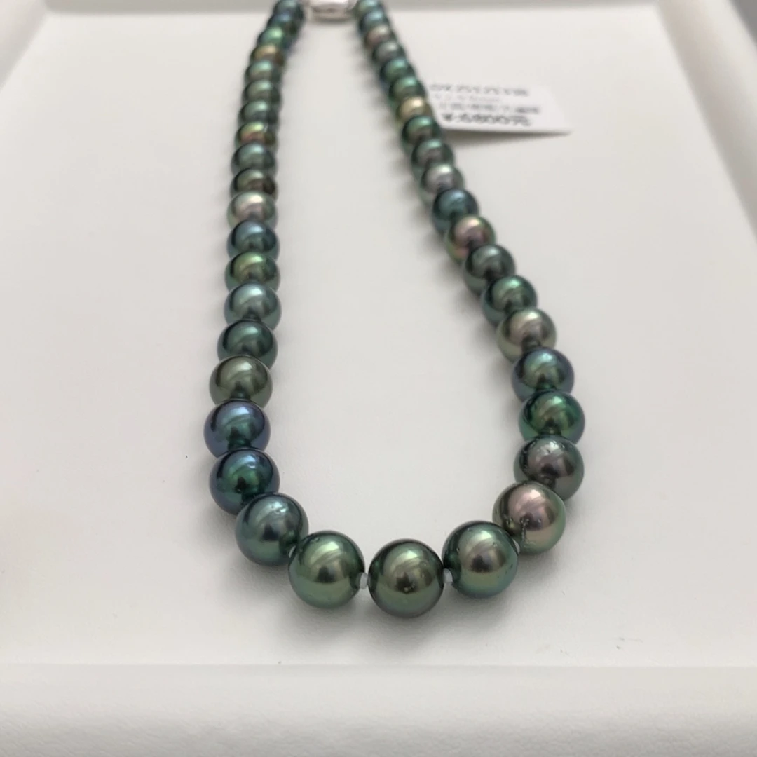 海水珍珠未镶嵌颈饰9.2-9.9mm黑珍珠项链