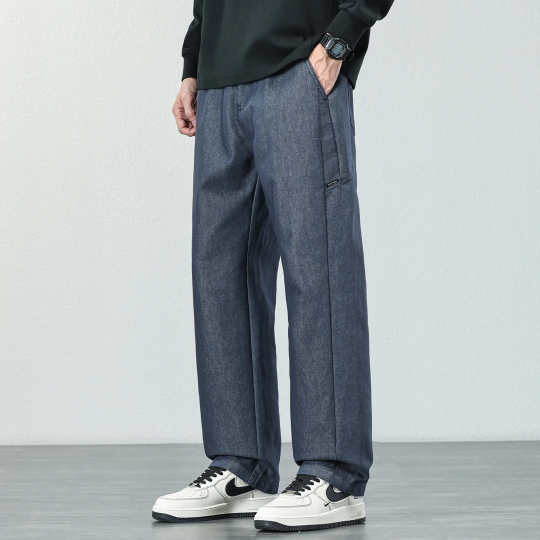 2025秋冬新款休闲裤男士潮牌直筒长裤小众设计感宽松水洗阔腿裤子