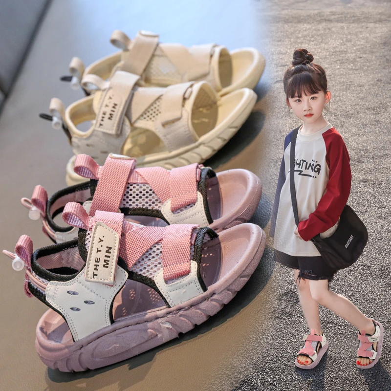 女童凉鞋2025夏季韩版时尚休闲鞋儿童户外软底沙滩鞋男童运动凉鞋