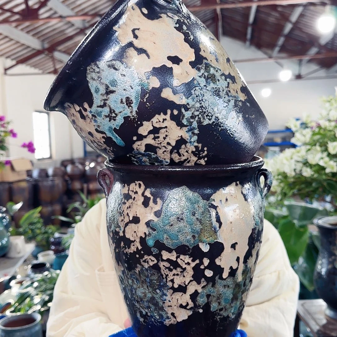 紫砂花盆高21口19