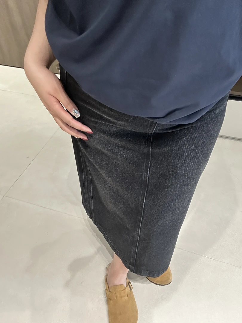 TAOJIAFAMILY【墨染酷感】显腰百搭休闲衣服大码牛仔半身裙WR1610