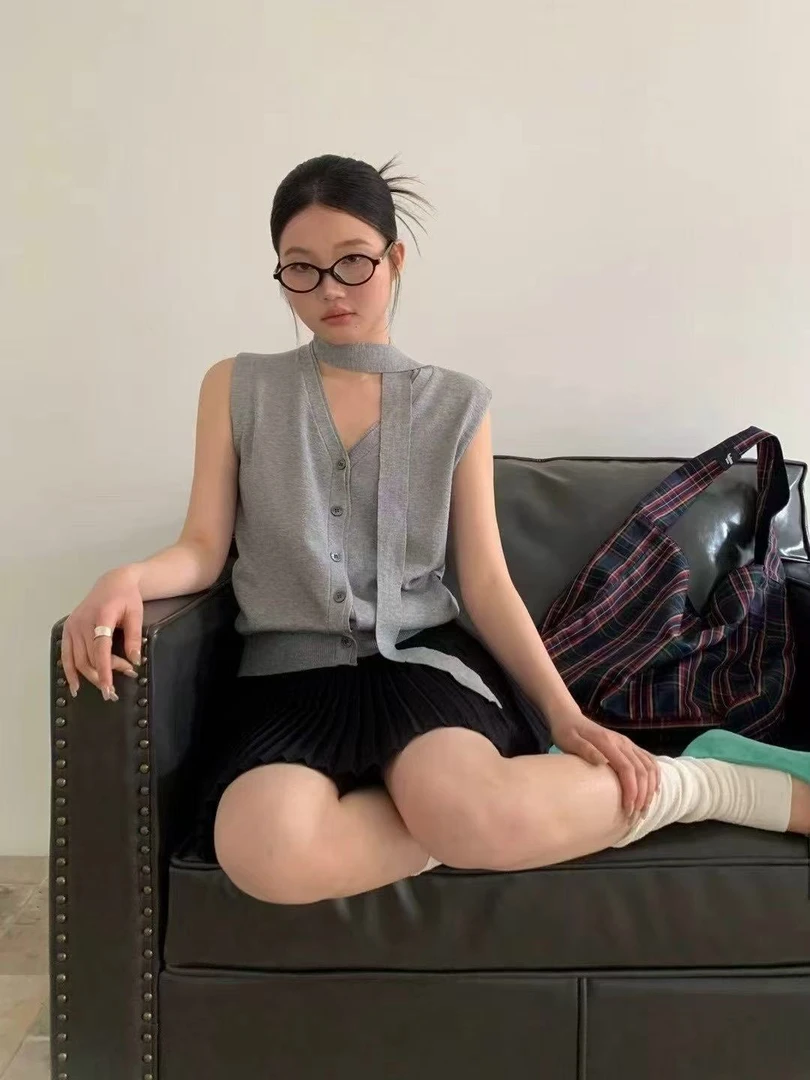 HY MOXI（794607#）气质显瘦单排扣针织坎肩kc