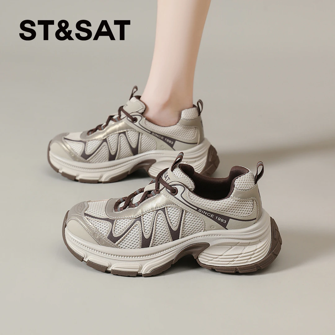 星期六厚底时尚运动鞋女士2025新款秋季轻奢休闲风跑步百搭老爹鞋