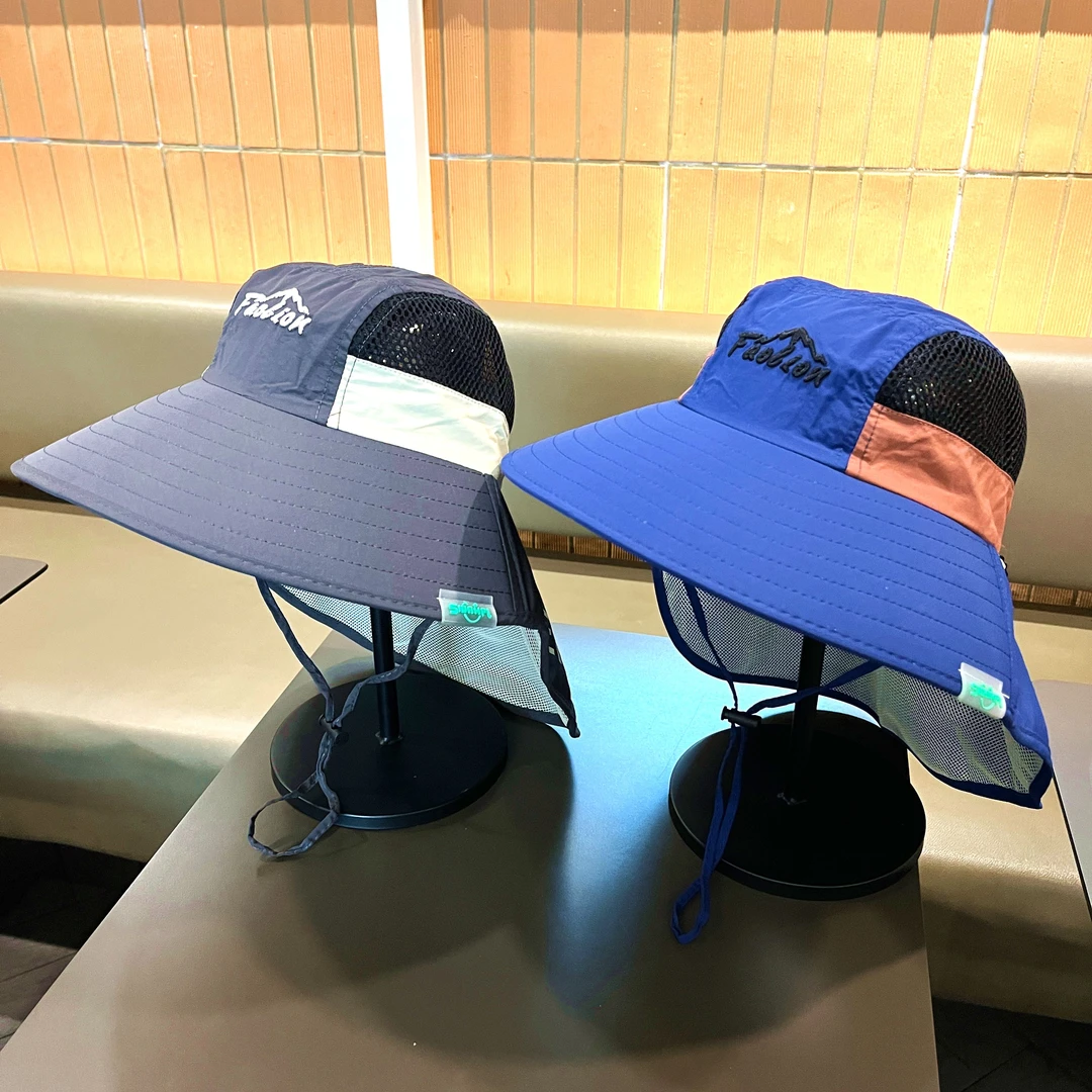 儿童护脖披肩防晒帽夏季透气大檐男女童遮阳帽子宝宝渔夫帽太阳帽