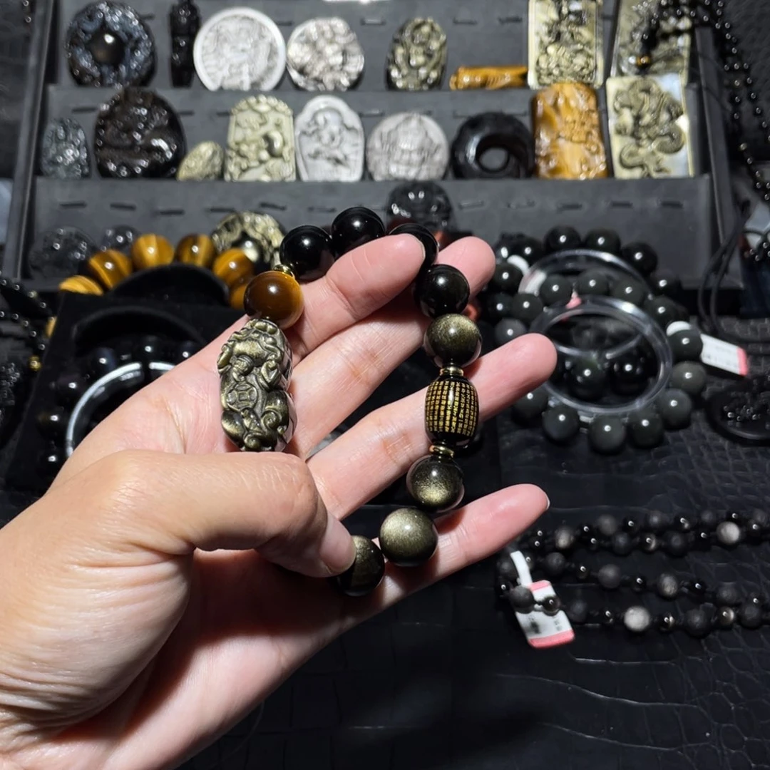 黑曜岩手链未镶嵌欢*