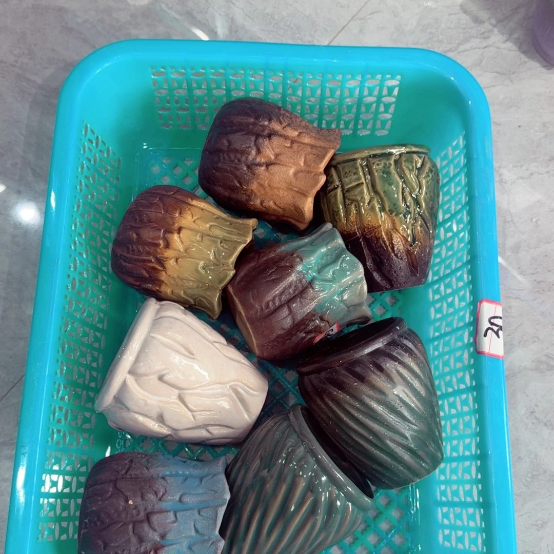 紫砂花盆粗陶绿醋