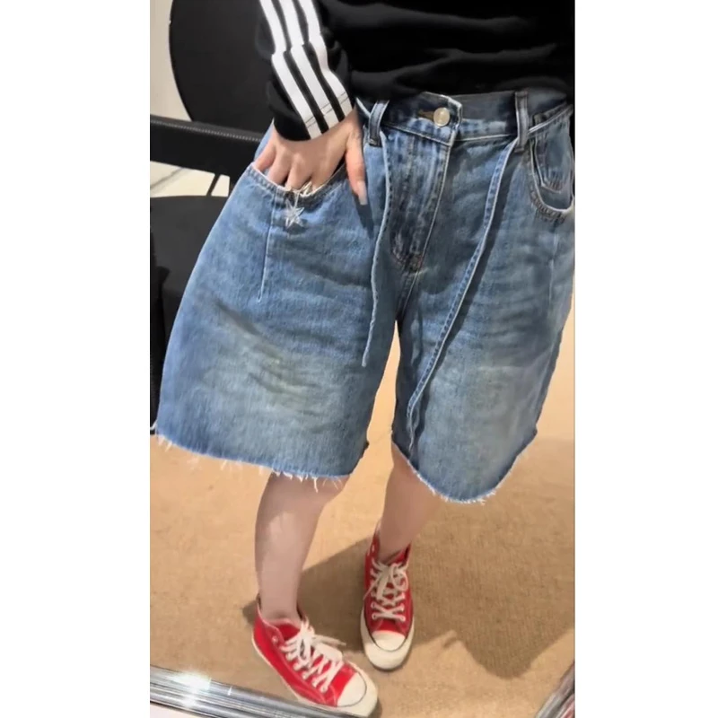牛仔裤女士2025年夏季新款裤子显瘦小众爆款时尚百搭韩系阔腿中裤
