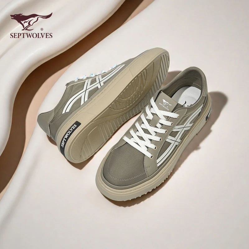 七匹狼男鞋2025新款复古百搭帆布鞋防滑舒适休闲板鞋软底韩版9994