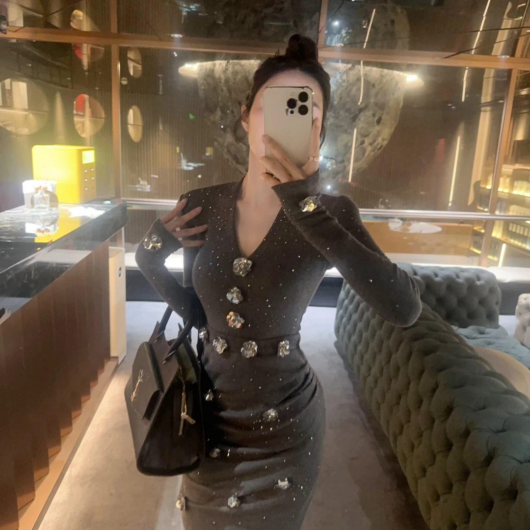 【OS&one show】2025别致修身弹力气质显瘦上衣轻熟长裙两件套套装