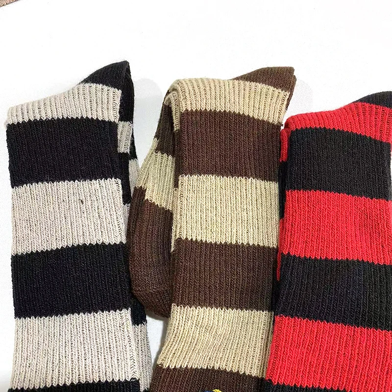 【叛逆教母】条纹羊毛堆堆袜中高筒女袜秋冬保暖百搭柔软3双