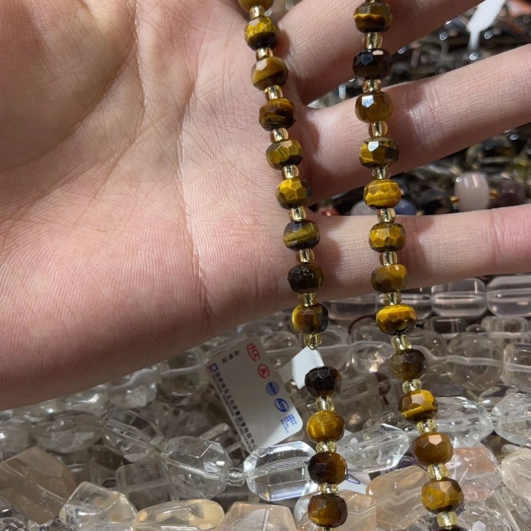 玛瑙/玉髓合金手链卡8切面虎眼石车轮晶