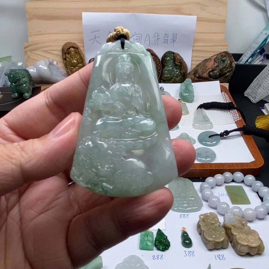 翡翠未镶嵌颈饰文殊  天然缅甸ａ货翡翠