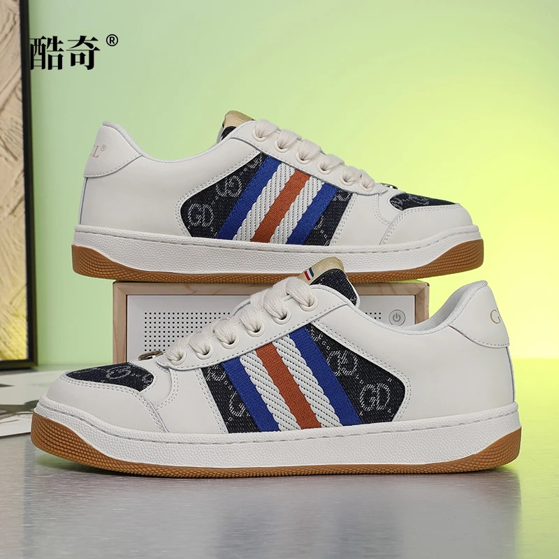 【经典牛仔蓝】男鞋时尚潮流百搭男女情侣款低帮休闲真皮小白鞋