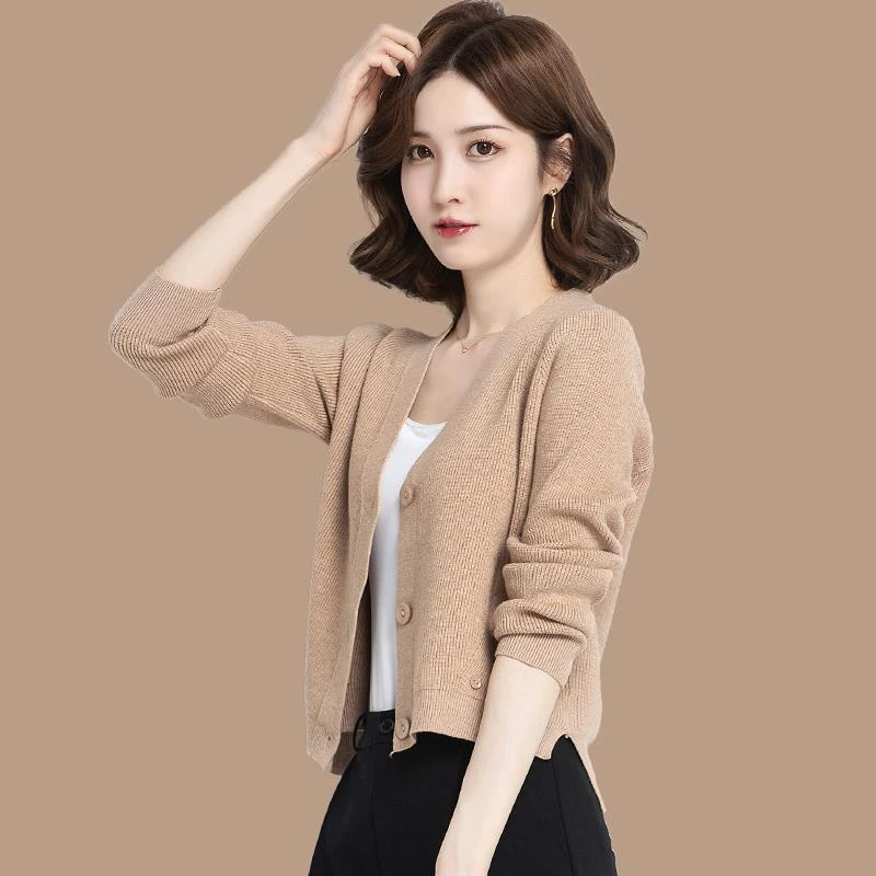 早春季小个子短款针织开衫春装2025年新款外搭毛衣外套女春秋上衣