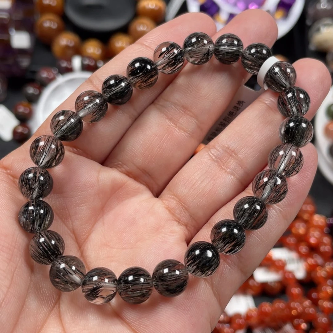水晶手链未镶嵌黑发晶手串8.5mm