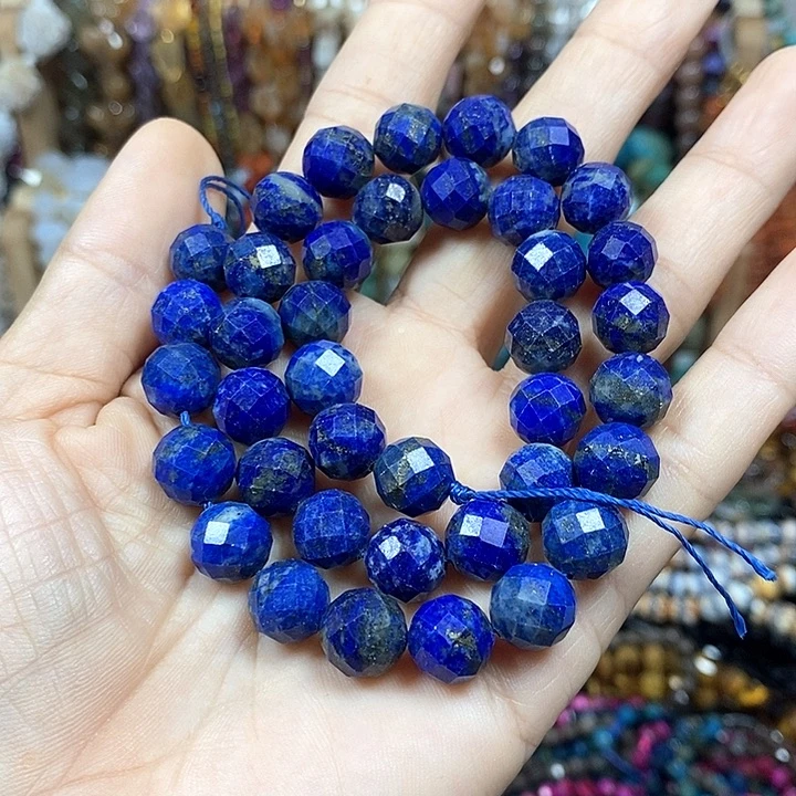 玛瑙/玉髓未镶嵌珠宝半成品天然青金切面卡10mm