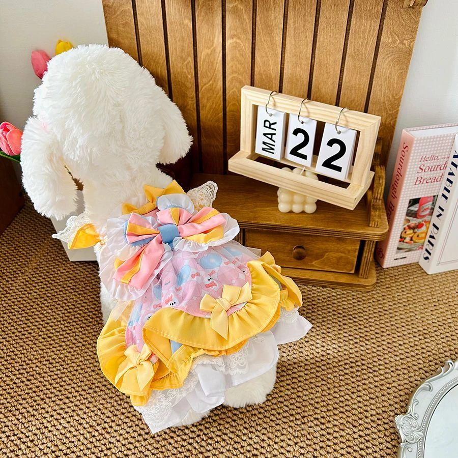 宠物秋季洛丽塔春秋宠物公主蝴蝶结轻薄可爱小体狗狗秋季连衣裙