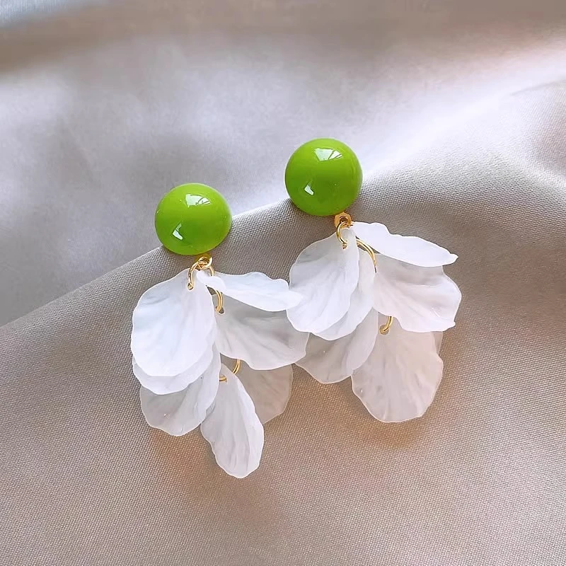合金耳饰 绿色圆形贝壳流苏耳环女夏2025新款耳钉高级感轻奢耳饰