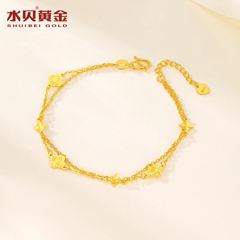 【水贝黄金】黄金手链遇见星辰四叶草足金999手链送亲人节日礼物
