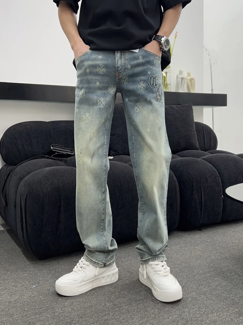 欧品夏季男士牛仔裤休闲修身微弹时尚潮流高端百搭牛仔裤 6207