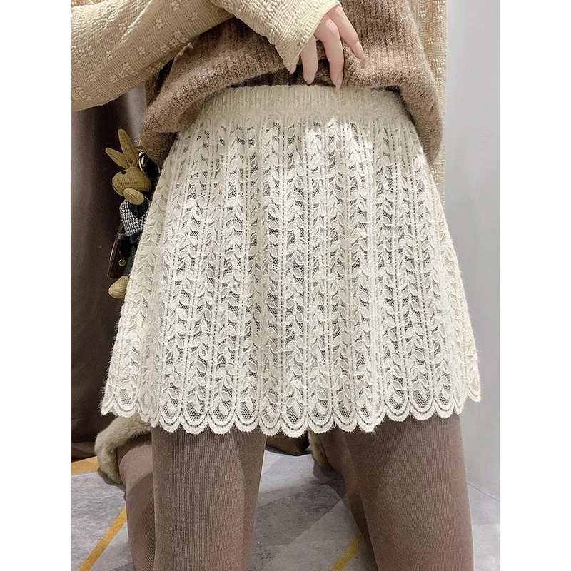 蕾丝屁帘女下摆冬季卫衣叠穿内搭遮屁股神器打底鲨鱼芭比裤内衬裙