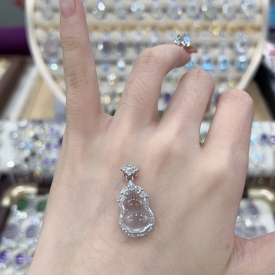 小***羔岫玉银S925镶嵌吊坠(赠链)水沫子