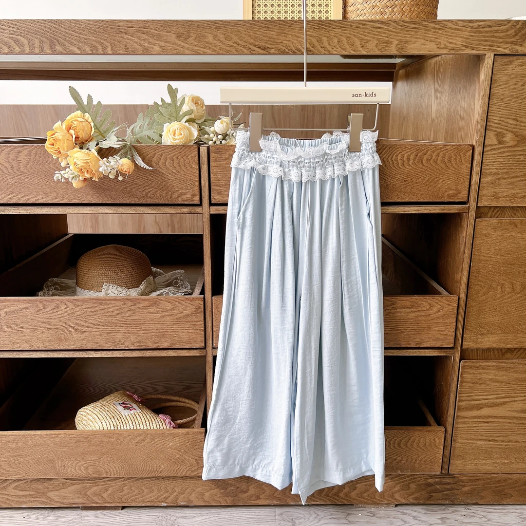 【防蚊裤】25922（浅蓝色）裤子 女童韩版 洋气百搭蕾丝花边 防蚊裤