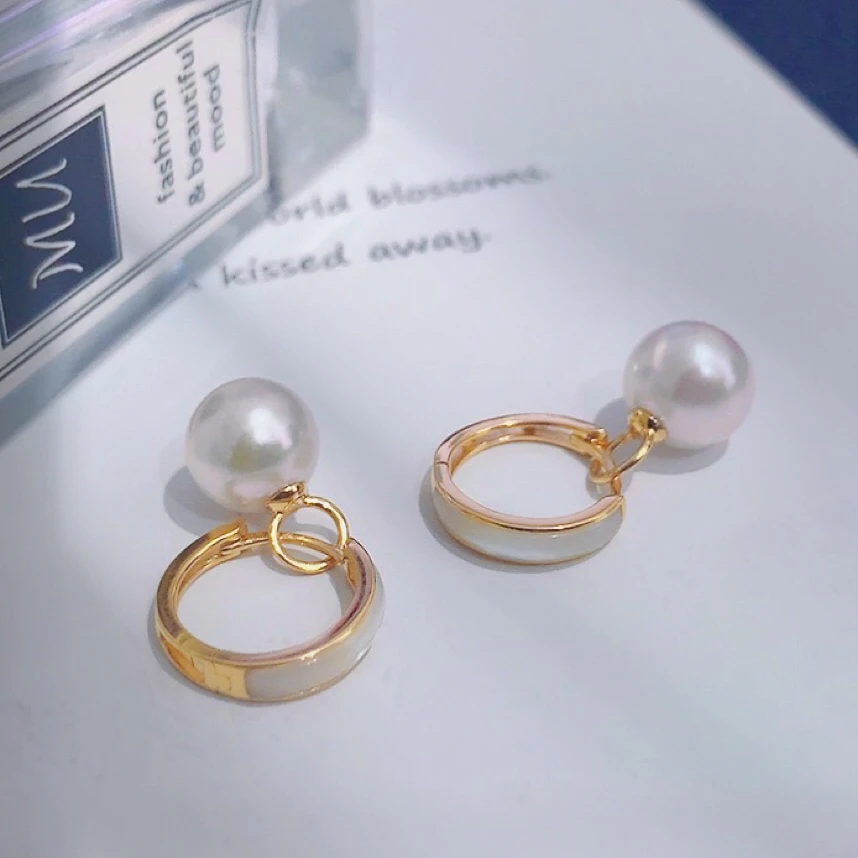 【瑞米珍珠】海水Akoya珍珠18k耳环耳坠8-9mm