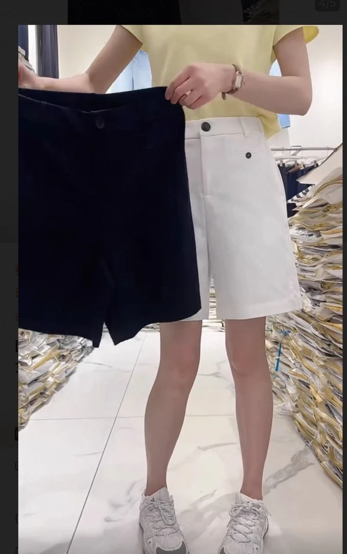 三分裤中弹直筒裤厚款高腰短裤时尚休闲裤西裤阔腿