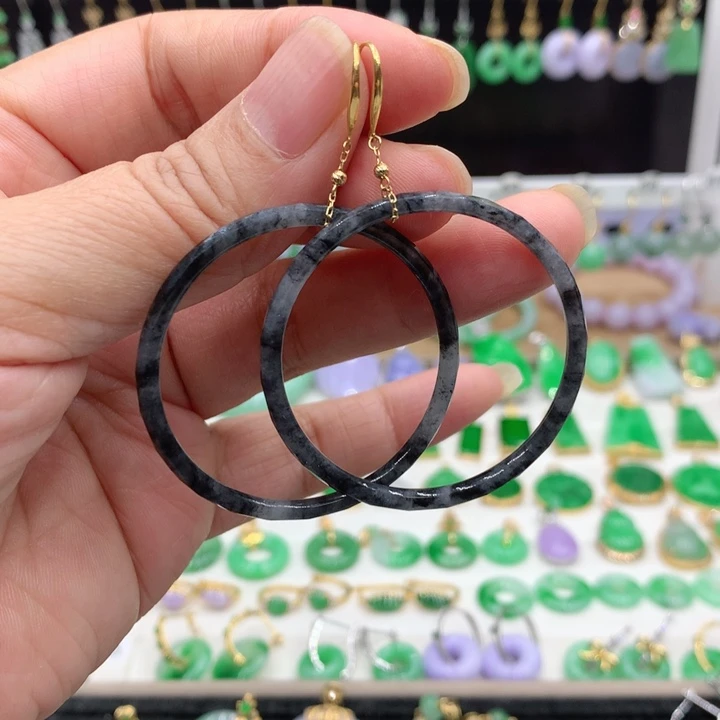 翡翠18K金镶嵌耳饰