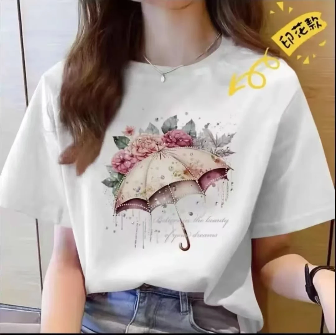 【100%纯棉】上新女款女士百搭潮流短袖t恤春夏圆领显瘦半袖