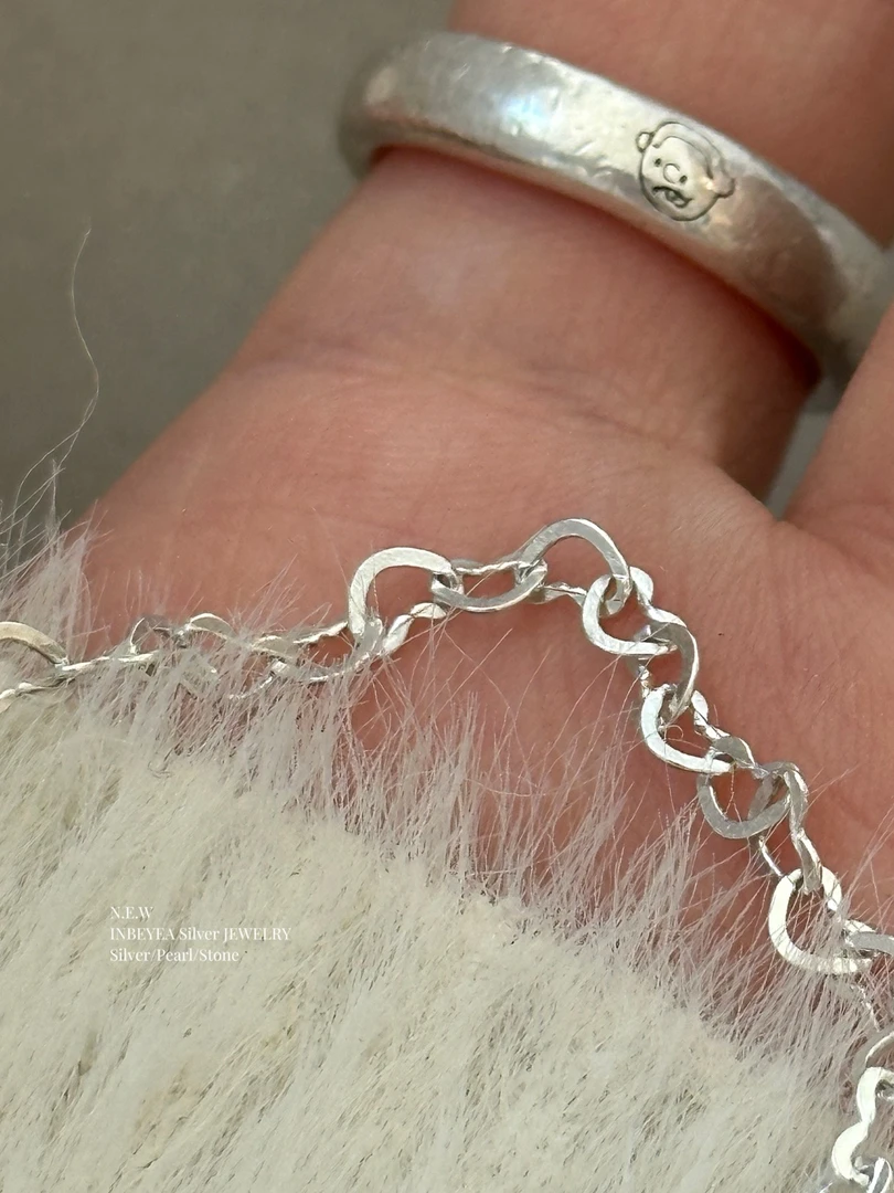 925银手链 镂空爱心手链休闲链 17cm 11275