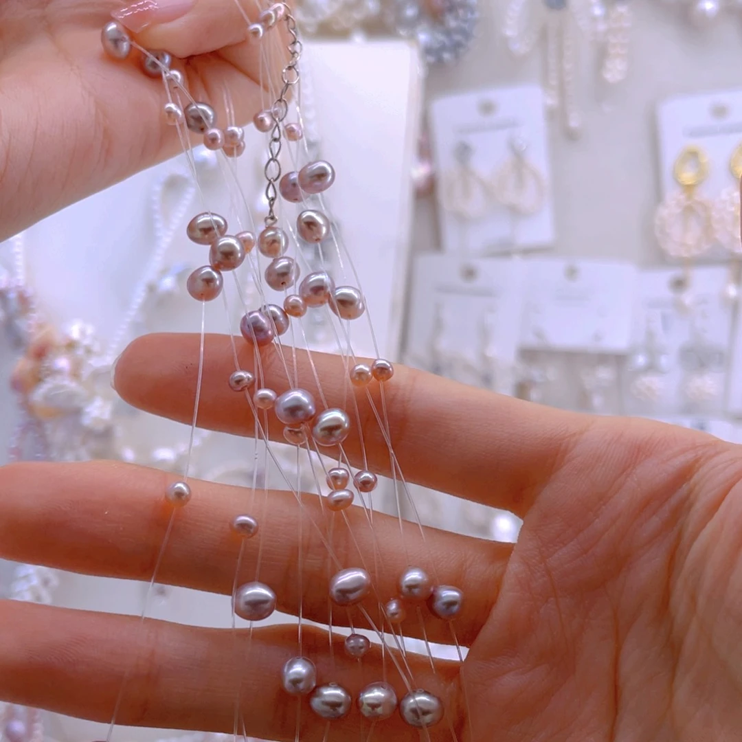 未镶嵌耳饰淡水珍珠项链