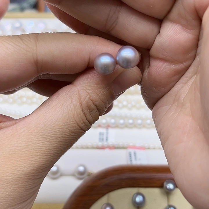 淡水珍珠银S925镶嵌手绳耳钉